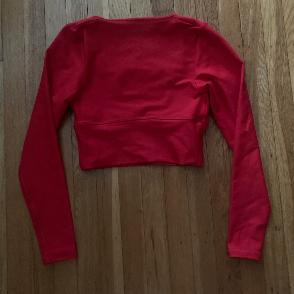 YPB Red Square-Neck Long Sleeve Crop Top - Picture 4 of 5